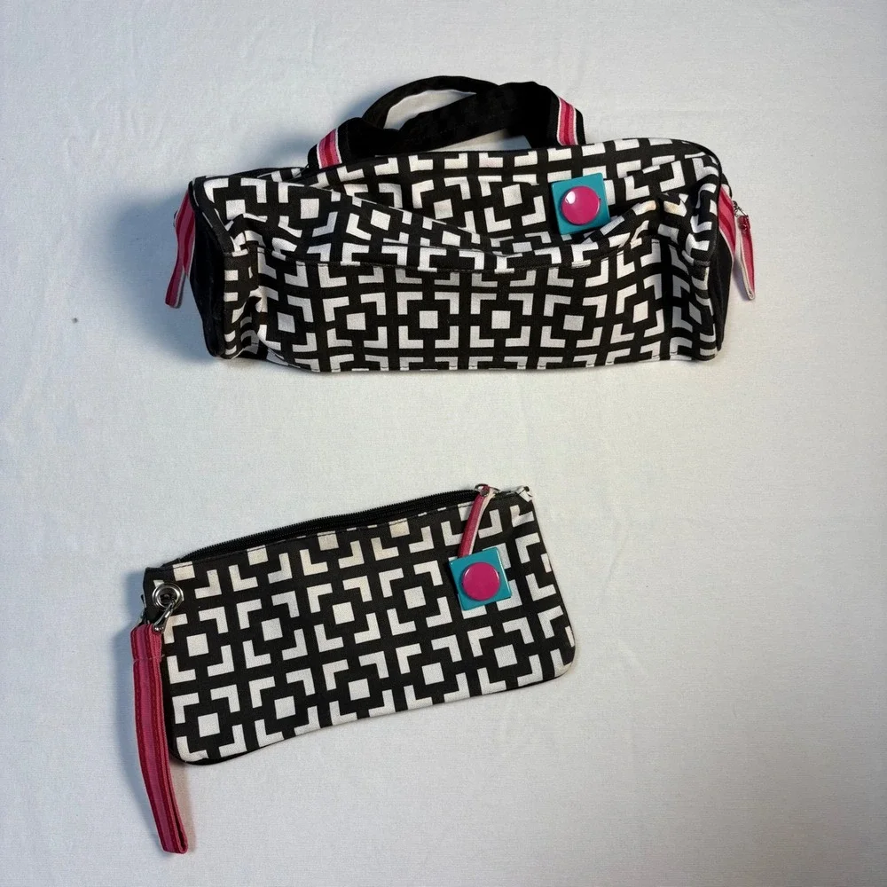 London Soho, Makeup Bag Set, Black White, OS, Good
